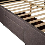 Storage Bed Frame Queen Size Upholstery Fabric in Light Grey with Base Drawers - Furniture > Bedroom > Beds & Bed Frames