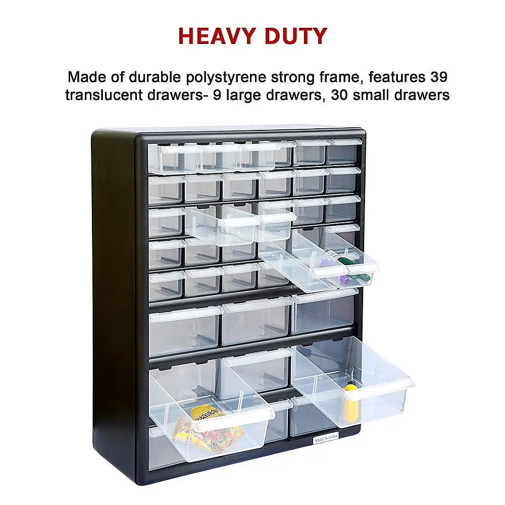 Storage Cabinet Drawers 39 Plastic Tool Box Containers Organiser Cupboard - Furniture > Office