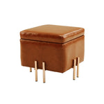 Storage Ottoman Foot Stool Cube Tuffet Seat 45cm PU Leather BROWN - Furniture > Bedroom