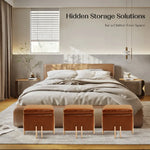 Storage Ottoman Foot Stool Cube Tuffet Seat 45cm PU Leather BROWN - Furniture > Bedroom