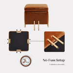 Storage Ottoman Foot Stool Cube Tuffet Seat 45cm PU Leather BROWN - Furniture > Bedroom