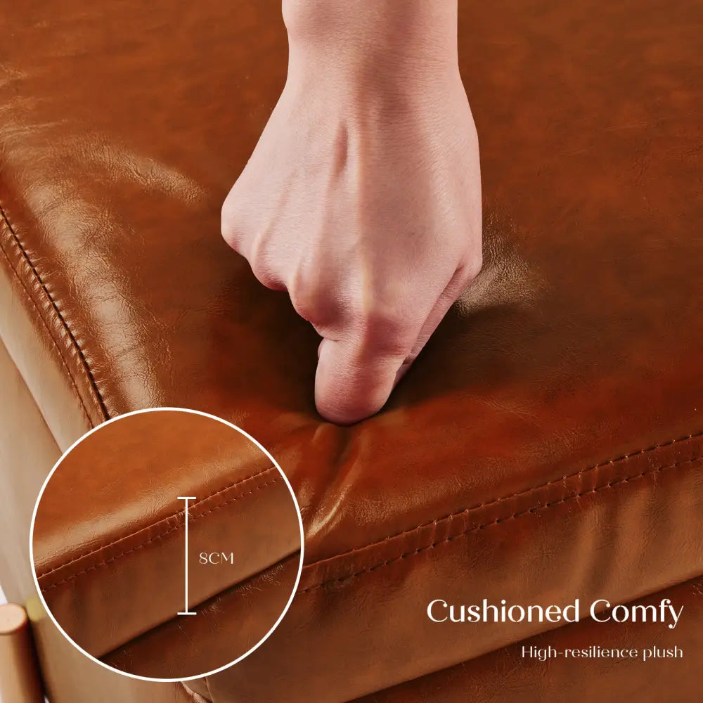 Storage Ottoman Foot Stool Cube Tuffet Seat 45cm PU Leather BROWN - Furniture > Bedroom