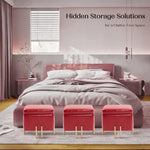 Storage Ottoman Foot Stool Cube Tuffet Seat 45cm PU Leather RED - Furniture > Bedroom