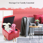 Storage Ottoman Foot Stool Cube Tuffet Seat 45cm PU Leather RED - Furniture > Bedroom