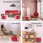 Storage Ottoman Foot Stool Cube Tuffet Seat 45cm PU Leather RED - Furniture > Bedroom