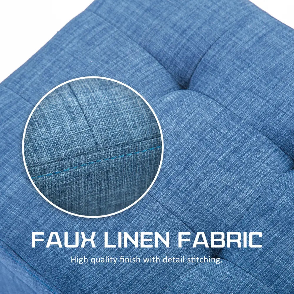 Storage Ottoman Stool 102cm Fabric DARK BLUE - Furniture > Bedroom