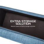 Storage Ottoman Stool 102cm Fabric DARK BLUE - Furniture > Bedroom