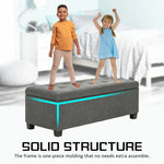 Storage Ottoman Stool 102cm Fabric DARK GREY - Furniture > Bedroom