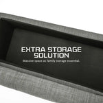 Storage Ottoman Stool 102cm Fabric DARK GREY - Furniture > Bedroom