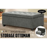 Storage Ottoman Stool 102cm Fabric DARK GREY - Furniture > Bedroom