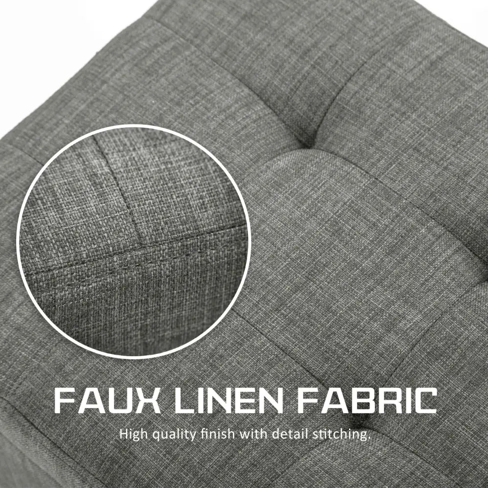 Storage Ottoman Stool 102cm Fabric DARK GREY - Furniture > Bedroom