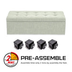 Storage Ottoman Stool 102cm Fabric LIGHT GREEN - Furniture > Bedroom
