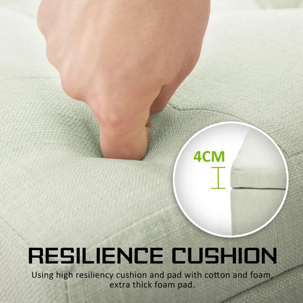 Storage Ottoman Stool 102cm Fabric LIGHT GREEN - Furniture > Bedroom