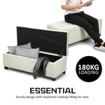Storage Ottoman Stool 102cm Fabric LIGHT GREEN - Furniture > Bedroom