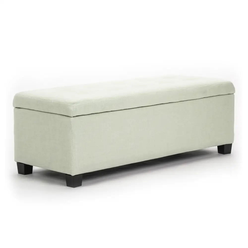 Storage Ottoman Stool 102cm Fabric LIGHT GREEN - Furniture > Bedroom