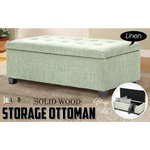 Storage Ottoman Stool 102cm Fabric LIGHT GREEN - Furniture > Bedroom