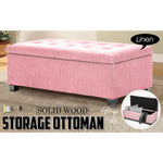 Storage Ottoman Stool 102cm Fabric PINK - Furniture > Living Room > Ottomans & Footstools