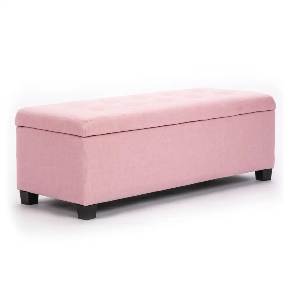 Storage Ottoman Stool 102cm Fabric PINK - Furniture > Living Room > Ottomans & Footstools