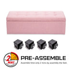 Storage Ottoman Stool 102cm Fabric PINK - Furniture > Living Room > Ottomans & Footstools
