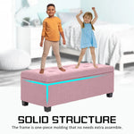 Storage Ottoman Stool 102cm Fabric PINK - Furniture > Living Room > Ottomans & Footstools