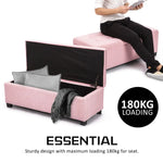 Storage Ottoman Stool 102cm Fabric PINK - Furniture > Living Room > Ottomans & Footstools