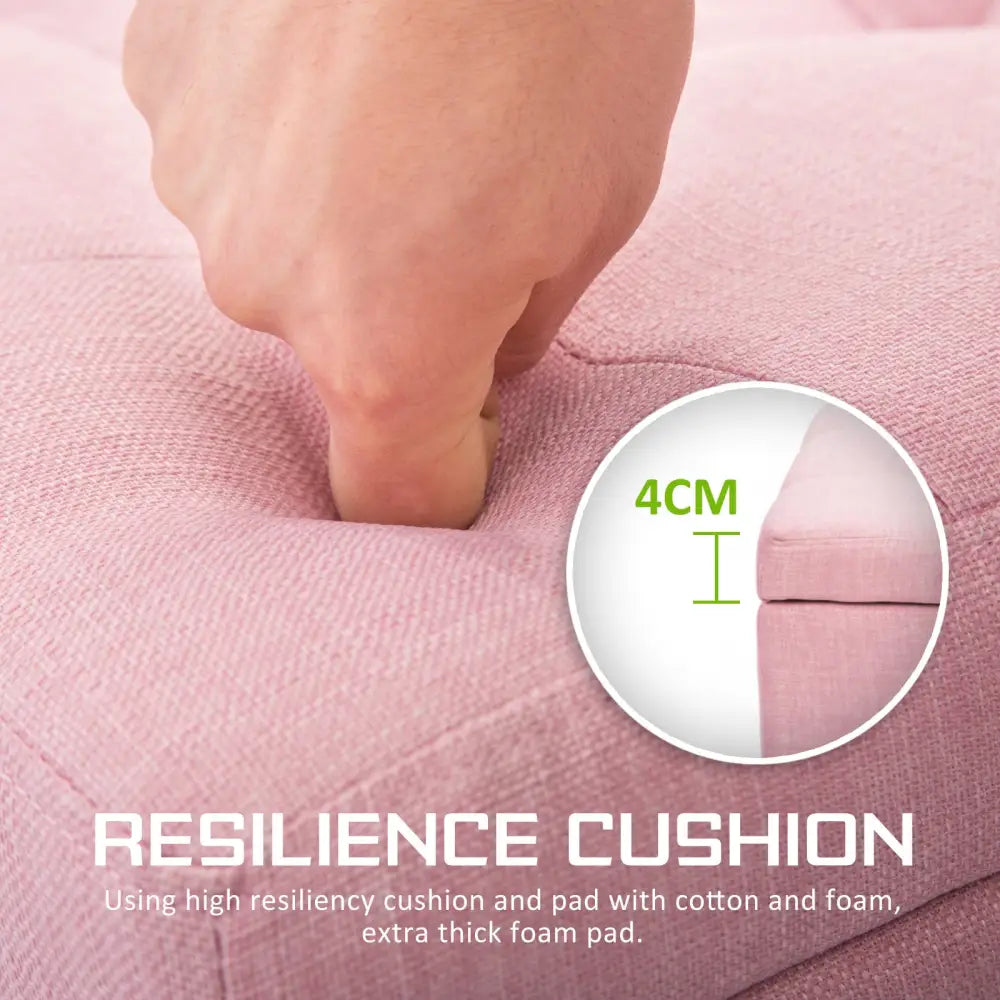 Storage Ottoman Stool 102cm Fabric PINK - Furniture > Living Room > Ottomans & Footstools