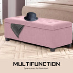 Storage Ottoman Stool 102cm Fabric PINK - Furniture > Living Room > Ottomans & Footstools