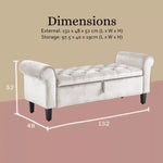 Storage Ottoman Stool Arm Bench Seat 132cm Velvet BEIGE - Furniture > Living Room > Ottomans & Footstools