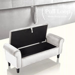 Storage Ottoman Stool Arm Bench Seat 132cm Velvet BEIGE - Furniture > Living Room > Ottomans & Footstools