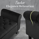 Storage Ottoman Stool Arm Bench Seat 132cm Velvet BLACK - Furniture > Bedroom