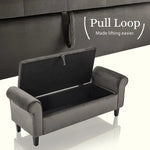 Storage Ottoman Stool Arm Bench Seat 132cm Velvet GREY - Furniture > Bedroom