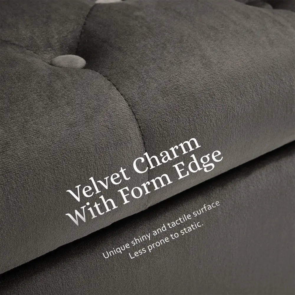 Storage Ottoman Stool Arm Bench Seat 132cm Velvet GREY - Furniture > Bedroom