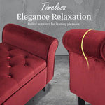 Storage Ottoman Stool Arm Bench Seat 132cm Velvet RED - Furniture > Bedroom