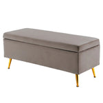 Storage Ottoman Stool Bench Seat 110cm Velvet GREY - Furniture > Living Room > Ottomans & Footstools