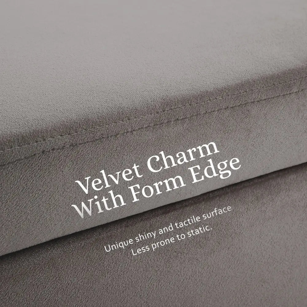 Storage Ottoman Stool Bench Seat 110cm Velvet GREY - Furniture > Living Room > Ottomans & Footstools