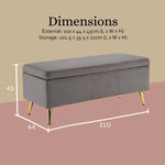 Storage Ottoman Stool Bench Seat 110cm Velvet GREY - Furniture > Living Room > Ottomans & Footstools