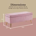 Storage Ottoman Stool Bench Seat 110cm Velvet PINK - Furniture > Bedroom