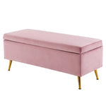 Storage Ottoman Stool Bench Seat 110cm Velvet PINK - Furniture > Bedroom