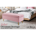 Storage Ottoman Stool Bench Seat 110cm Velvet PINK - Furniture > Bedroom