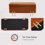 Storage Ottoman Stool Bench Seat 97cm PU Leather BROWN - Furniture > Bedroom