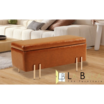 Storage Ottoman Stool Bench Seat 97cm PU Leather BROWN - Furniture > Bedroom