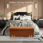 Storage Ottoman Stool Bench Seat 97cm PU Leather BROWN - Furniture > Bedroom