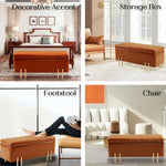 Storage Ottoman Stool Bench Seat 97cm PU Leather BROWN - Furniture > Bedroom