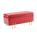 Storage Ottoman Stool Bench Seat 97cm PU Leather RED - Furniture > Bedroom