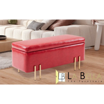 Storage Ottoman Stool Bench Seat 97cm PU Leather RED - Furniture > Bedroom