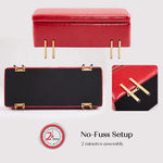 Storage Ottoman Stool Bench Seat 97cm PU Leather RED - Furniture > Bedroom