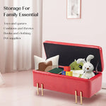Storage Ottoman Stool Bench Seat 97cm PU Leather RED - Furniture > Bedroom