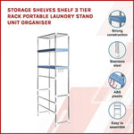 Storage Shelves Shelf 3 Tier Rack Portable Laundry Stand Unit Organiser - Furniture > Office