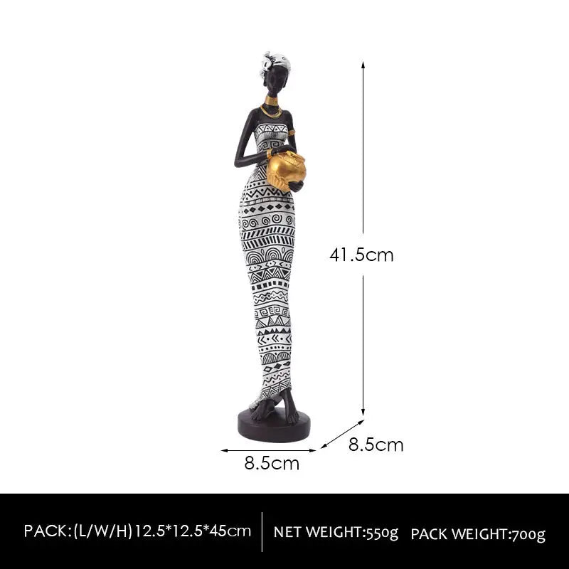 Streaks Exotic African Woman Figurine - Elegant Resin Sculptures for Home Decor - Home & Garden > Decor > Vases & Table