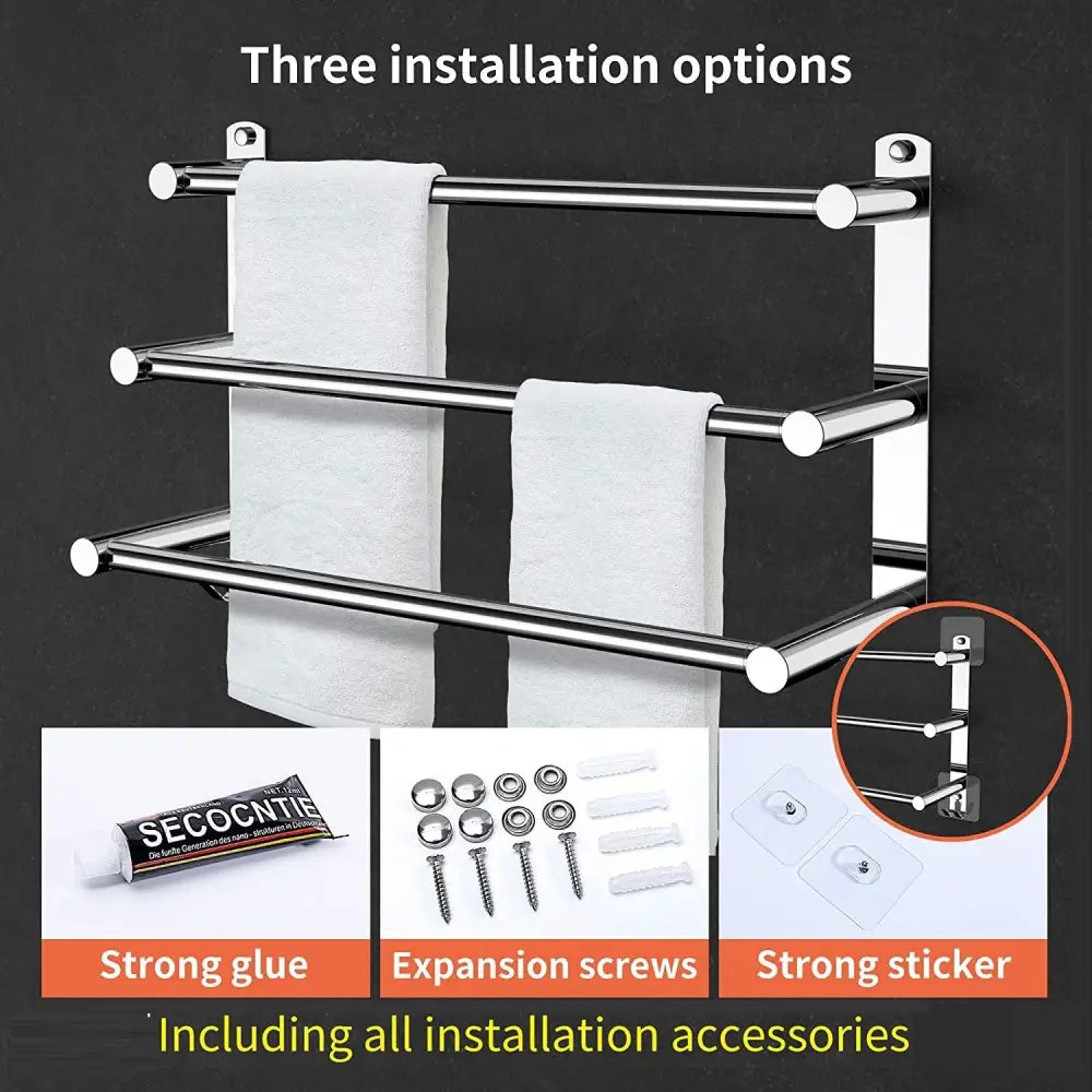 Stretchable 45-75 cm Towel Bar for Bathroom and Kitchen (Three Bars) - Home & Garden > DIY > Kitchen & Bathroom DIY